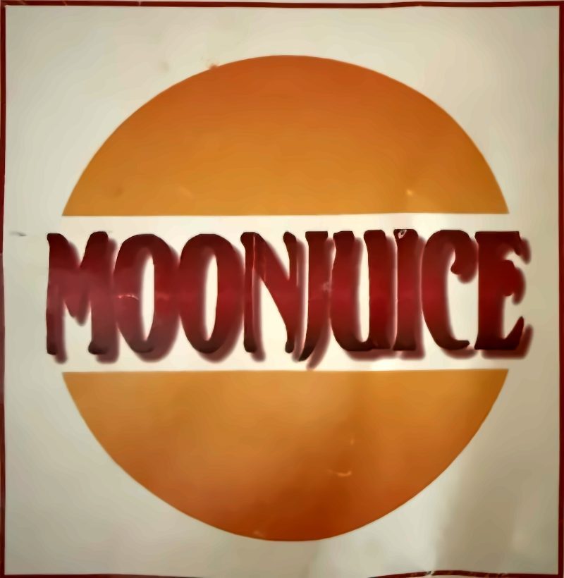 Moonjuice Demo CD cover, 1998: band name across an orange sun