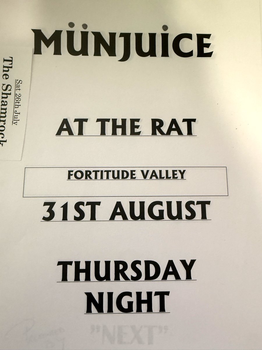 Münjuice flyer for The Rat, Fortitude Valley, Thursday night, with a strip for The Shamrock, Saturday 26 July